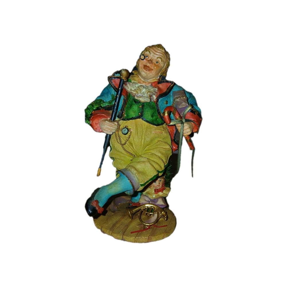 Multicolor Painted Clown Figurine, Circus People Theme, 3D Effect